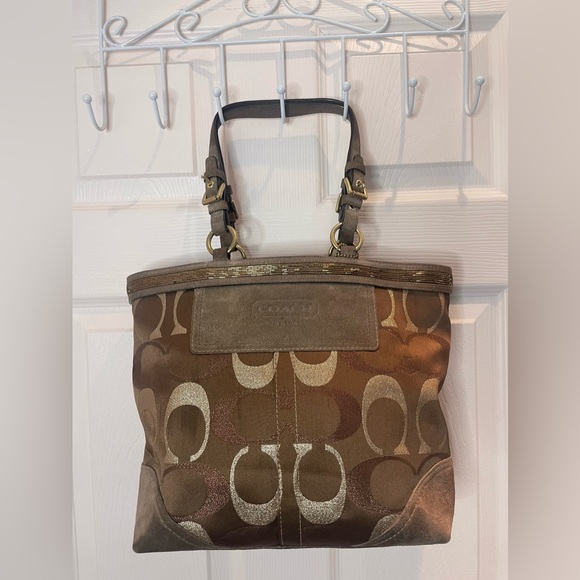 Coach Vintage Bronze / Brown /Copper Beaded Detail Tote - Picture 3 of 8